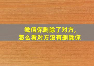 微信你删除了对方,怎么看对方没有删除你