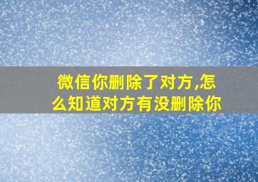 微信你删除了对方,怎么知道对方有没删除你