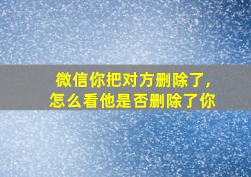 微信你把对方删除了,怎么看他是否删除了你