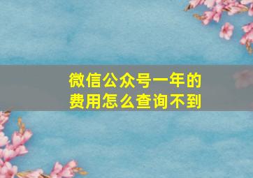 微信公众号一年的费用怎么查询不到