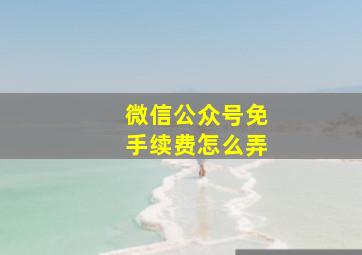 微信公众号免手续费怎么弄