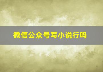 微信公众号写小说行吗