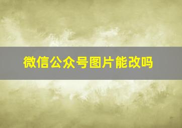 微信公众号图片能改吗