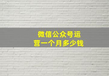 微信公众号运营一个月多少钱