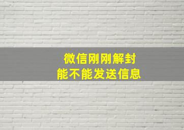 微信刚刚解封能不能发送信息