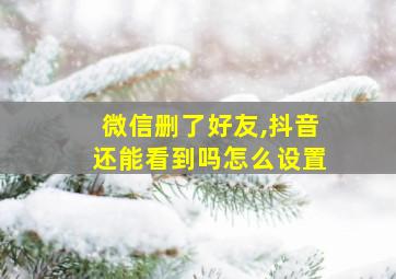 微信删了好友,抖音还能看到吗怎么设置