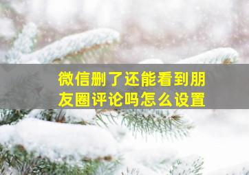 微信删了还能看到朋友圈评论吗怎么设置