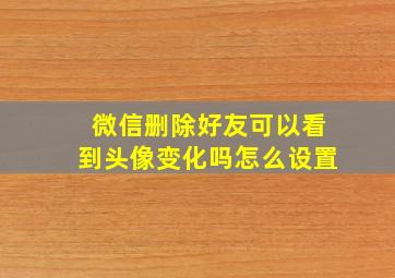 微信删除好友可以看到头像变化吗怎么设置