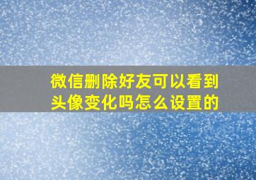 微信删除好友可以看到头像变化吗怎么设置的