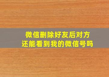 微信删除好友后对方还能看到我的微信号吗