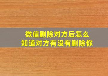 微信删除对方后怎么知道对方有没有删除你