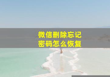 微信删除忘记密码怎么恢复