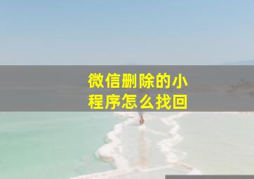 微信删除的小程序怎么找回