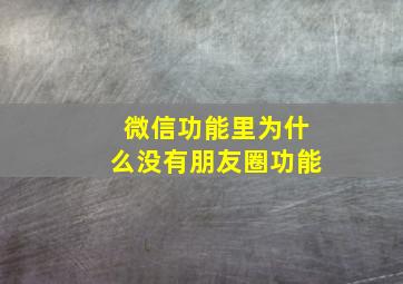 微信功能里为什么没有朋友圈功能