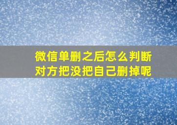 微信单删之后怎么判断对方把没把自己删掉呢