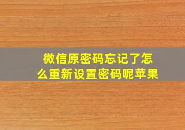 微信原密码忘记了怎么重新设置密码呢苹果