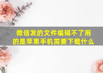 微信发的文件编辑不了用的是苹果手机需要下载什么