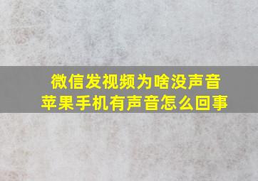 微信发视频为啥没声音苹果手机有声音怎么回事