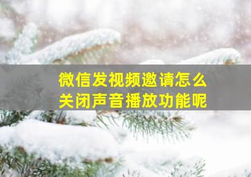 微信发视频邀请怎么关闭声音播放功能呢