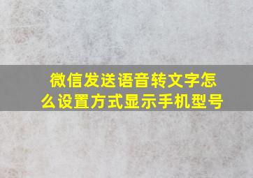 微信发送语音转文字怎么设置方式显示手机型号