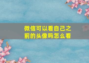 微信可以看自己之前的头像吗怎么看