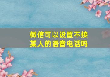 微信可以设置不接某人的语音电话吗