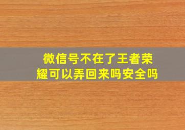 微信号不在了王者荣耀可以弄回来吗安全吗