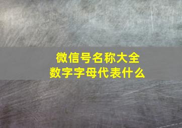 微信号名称大全数字字母代表什么