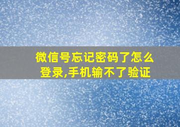 微信号忘记密码了怎么登录,手机输不了验证