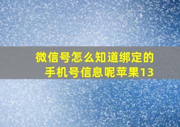 微信号怎么知道绑定的手机号信息呢苹果13