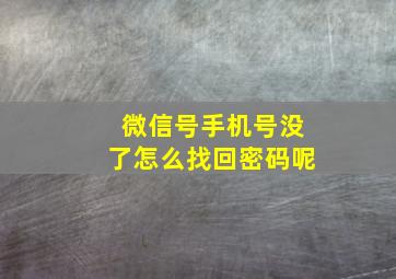 微信号手机号没了怎么找回密码呢