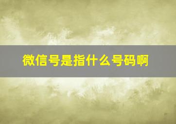 微信号是指什么号码啊