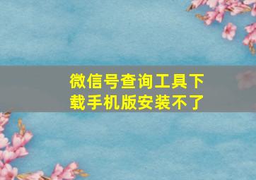 微信号查询工具下载手机版安装不了