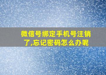 微信号绑定手机号注销了,忘记密码怎么办呢