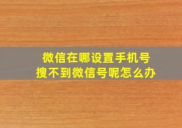 微信在哪设置手机号搜不到微信号呢怎么办