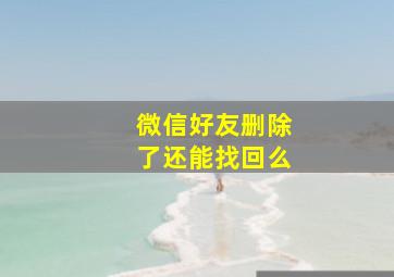 微信好友删除了还能找回么