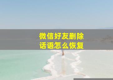 微信好友删除话语怎么恢复