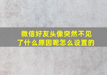 微信好友头像突然不见了什么原因呢怎么设置的