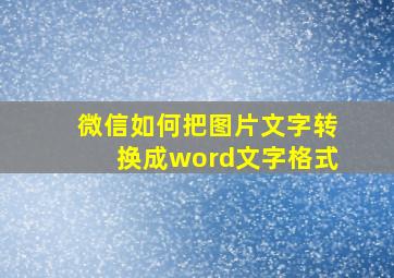 微信如何把图片文字转换成word文字格式