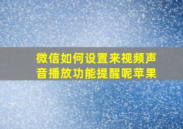 微信如何设置来视频声音播放功能提醒呢苹果