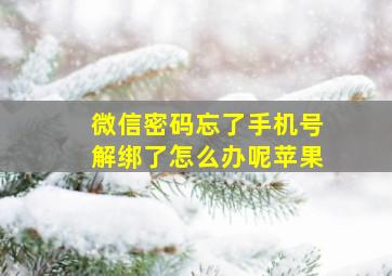 微信密码忘了手机号解绑了怎么办呢苹果