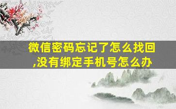 微信密码忘记了怎么找回,没有绑定手机号怎么办