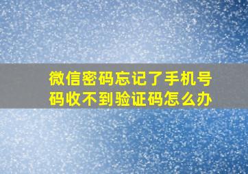 微信密码忘记了手机号码收不到验证码怎么办