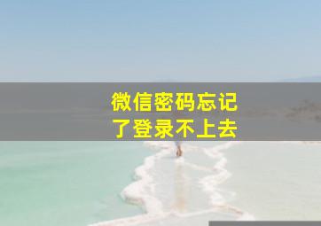 微信密码忘记了登录不上去