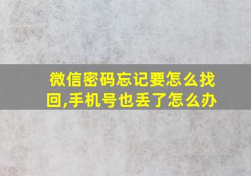 微信密码忘记要怎么找回,手机号也丢了怎么办