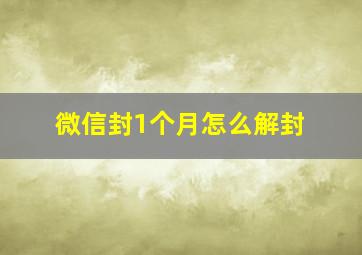 微信封1个月怎么解封