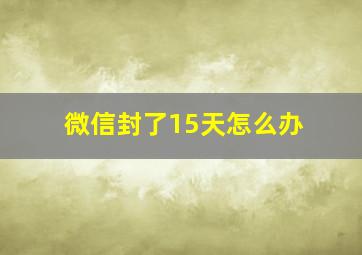 微信封了15天怎么办