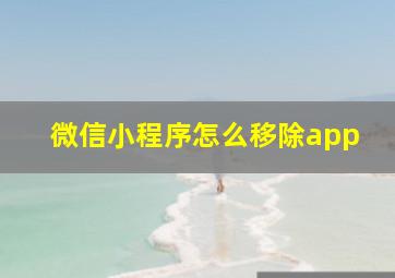 微信小程序怎么移除app