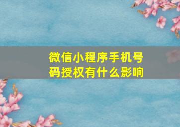 微信小程序手机号码授权有什么影响