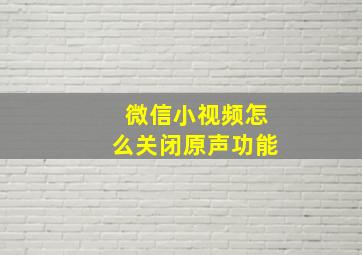 微信小视频怎么关闭原声功能